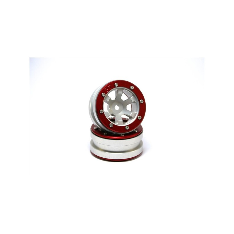 Beadlock Wheels PT- Claw Silver/Red 1.9 (2 pcs)