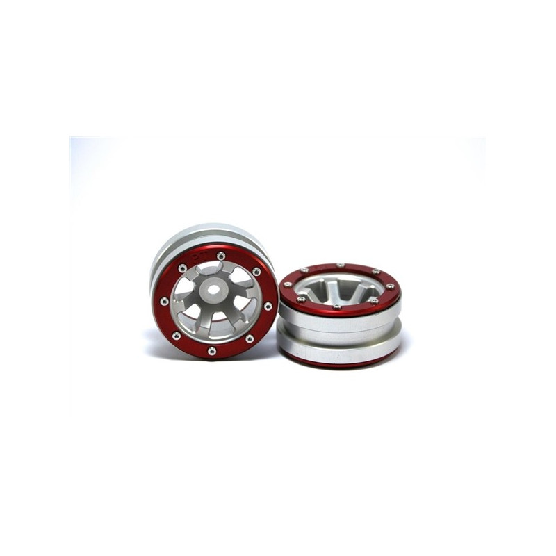 Beadlock Wheels PT- Claw Silver/Red 1.9 (2 pcs)