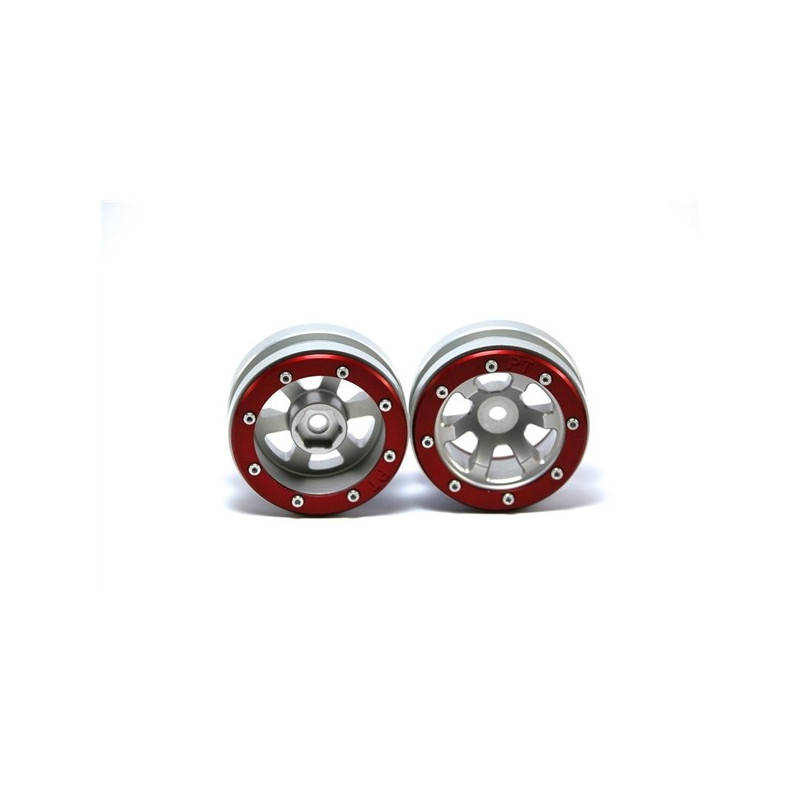 Beadlock Wheels PT- Claw Silver/Red 1.9 (2 pcs)