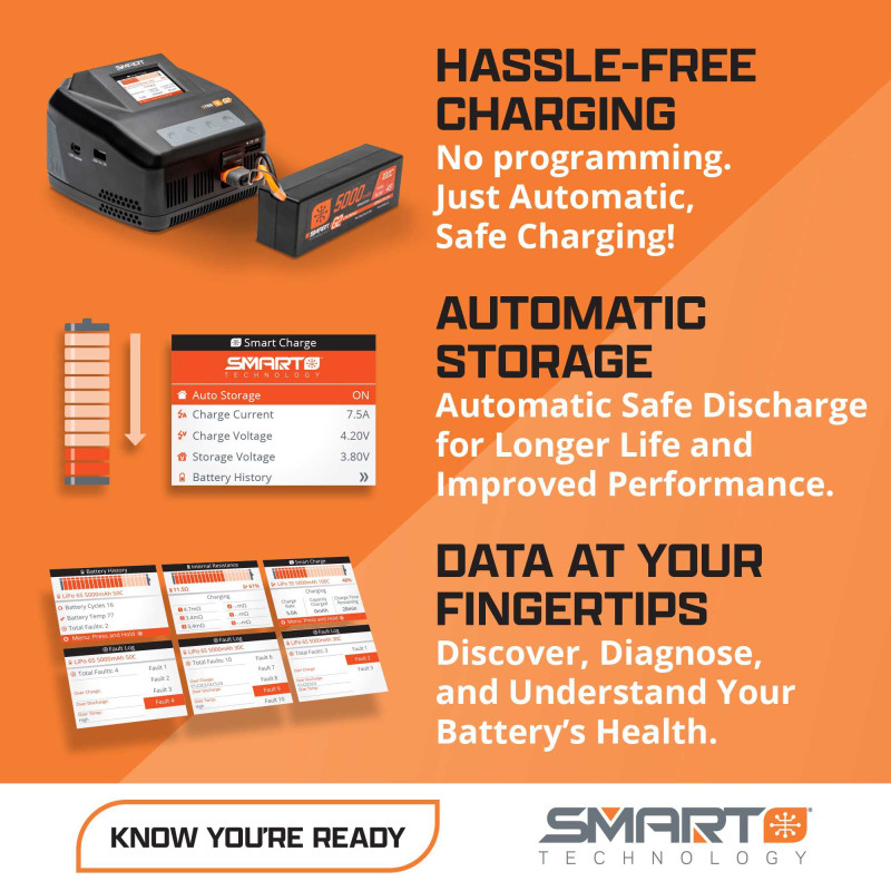 11.1V 1300mAh 3S 30C Smart G2 LiPo Battery: IC2