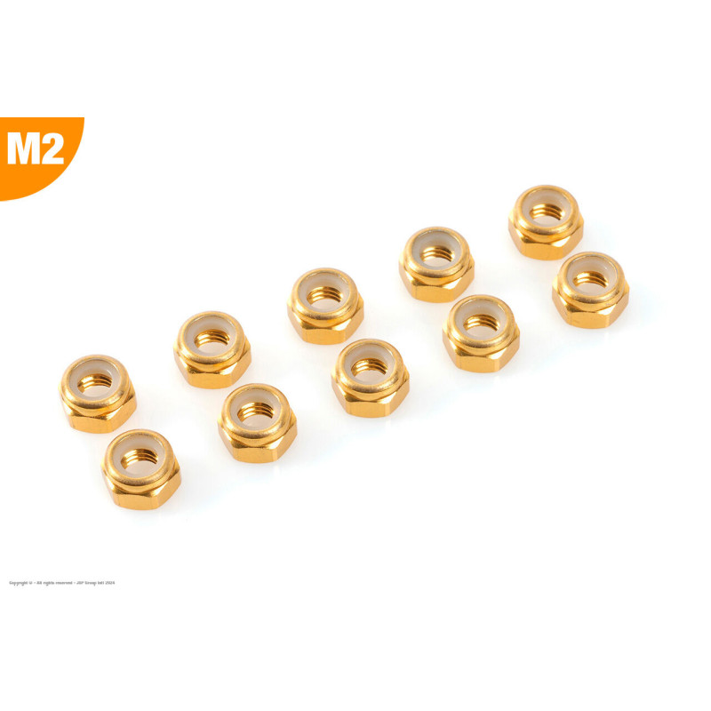 Revtec - Aluminium Nylstop Nut - M2 - Gold - 10 pcs