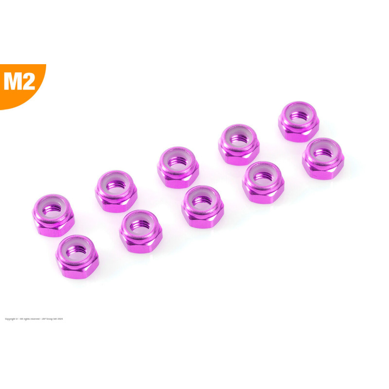 Revtec - Aluminium Nylstop Nut - M2 - Purple - 10 pcs