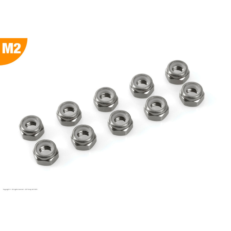 Revtec - Aluminium Nylstop Nut - M2 - Gun Metal - 10 pcs