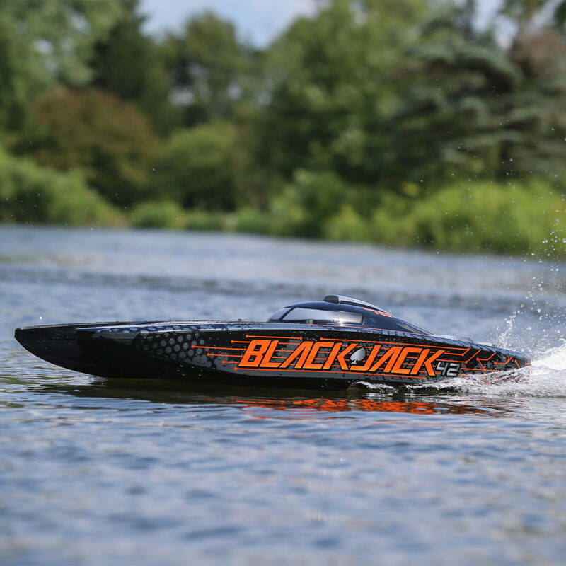 Blackjack 42" 8S Brushless Catamaran RTR: Black-Orange