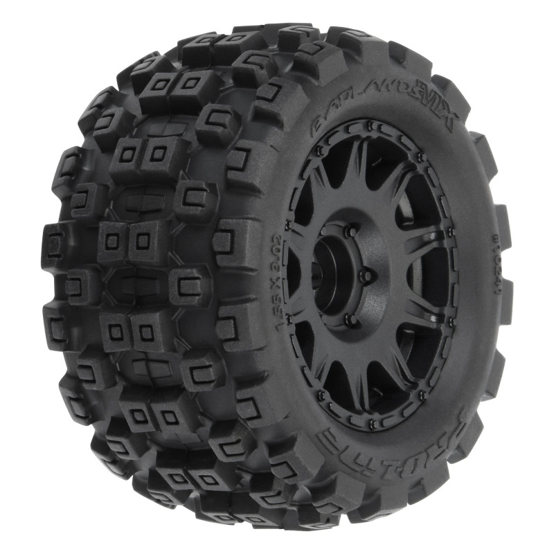 1-18 Badlands MX 1.85" F-R MTD 12mm Black Raid: Granite GROM