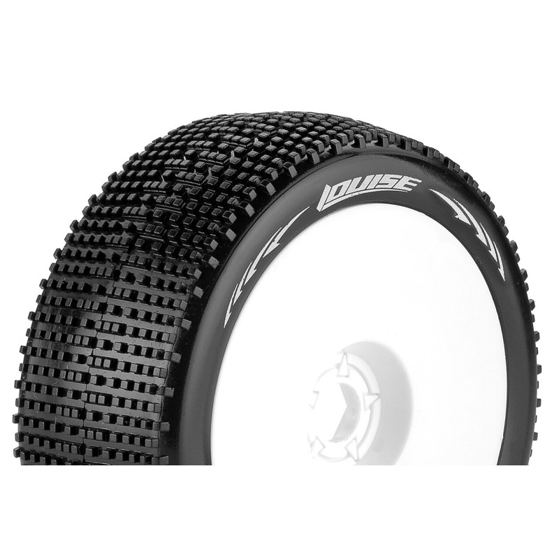 Louise RC - B-GROOVE - 1-8 Buggy Tire Set - Mounted - Super Soft - White Wheels - Hex 17mm - L-T370VW