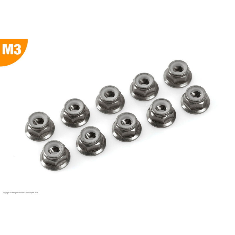 Revtec - Aluminium Nylstop Nut - M3 - Flanged - Gun Metal - 10 pcs