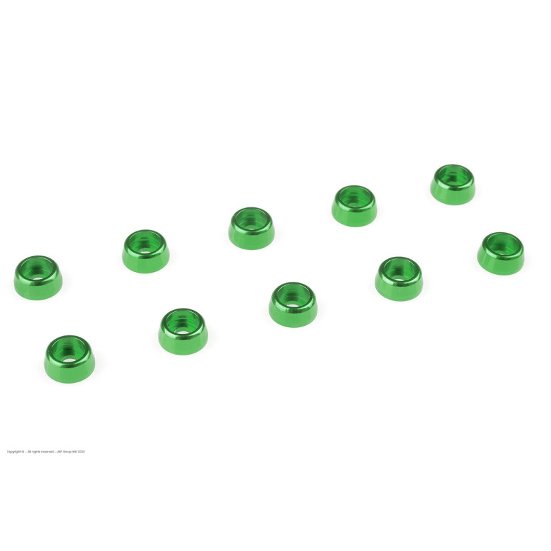 Revtec - Aluminium Washer - for M2 Socket Head Screws - OD 6mm - Green - 10 pcs