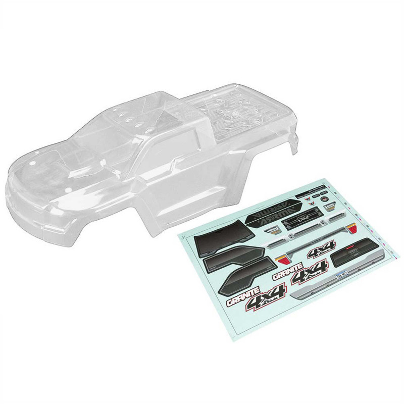 1-10 Body with Decals Clear: GRANITE 4x4