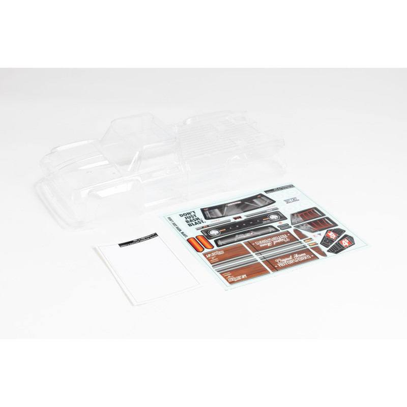 1-10 Clear Body with Decals and Window Masks: OUTCAST 4X4 BLX